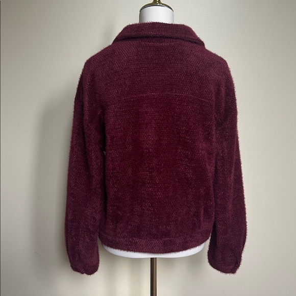 Mystree Rich Burgundy Bomber Textured Jacket - Picture 4 of 6